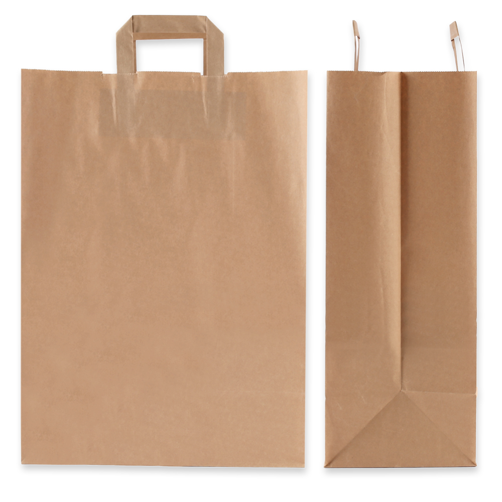 Paper carrying bag "Strong" made of paper, in front & side view, 32cm x 17cm x 44cm