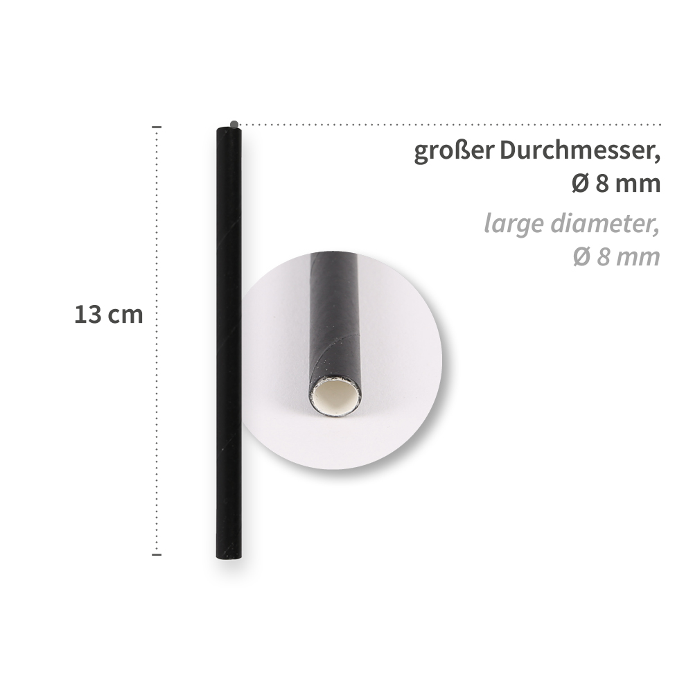 Bio Papiertrinkhalme Cocktail Premium, einfarbig | FSC®-Mix, schwarz, Erklärung Bio Papiertrinkhalme Cocktail Premium, einfarbig als FSC®-Mix in schwarz mit Erklärung