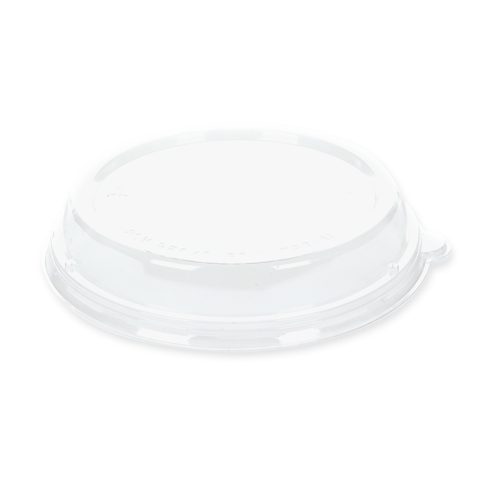 Organic lid round from rPET in transparent in front view 