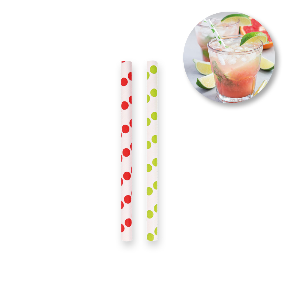 Bio Papiertrinkhalme Cocktail, gepunktet | FSC®-Mix verschiedene Farben Bio Papiertrinkhalme Cocktail, gepunktet | FSC®-Mix in verschiedenen Farben