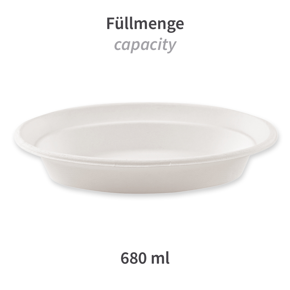 Organic trays, oval made of bagasse, capacity