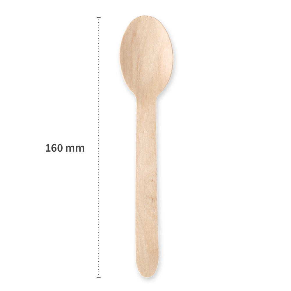 Biodegradable spoon made of birch wood, length