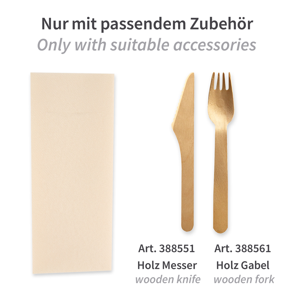 Cutlery napkins, 40x33cm, 1-ply with 1/8 fold, airlaid, FSC®-mix, accessories, cream