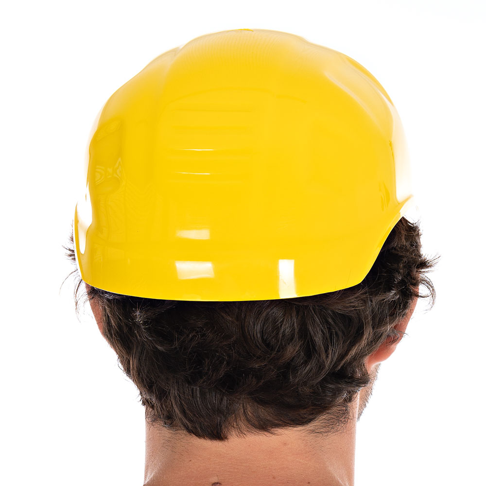 Bump cap "Safe", PE in the back view, yellow
