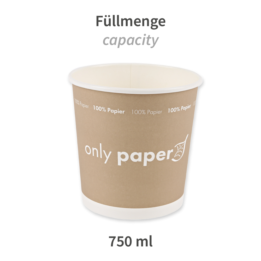 Bio Suppenbecher Only Paper | Pappe, 750ml, Rückansicht Bio Suppenbecher Only Paper aus Pappe mit 750ml in der Rückansicht