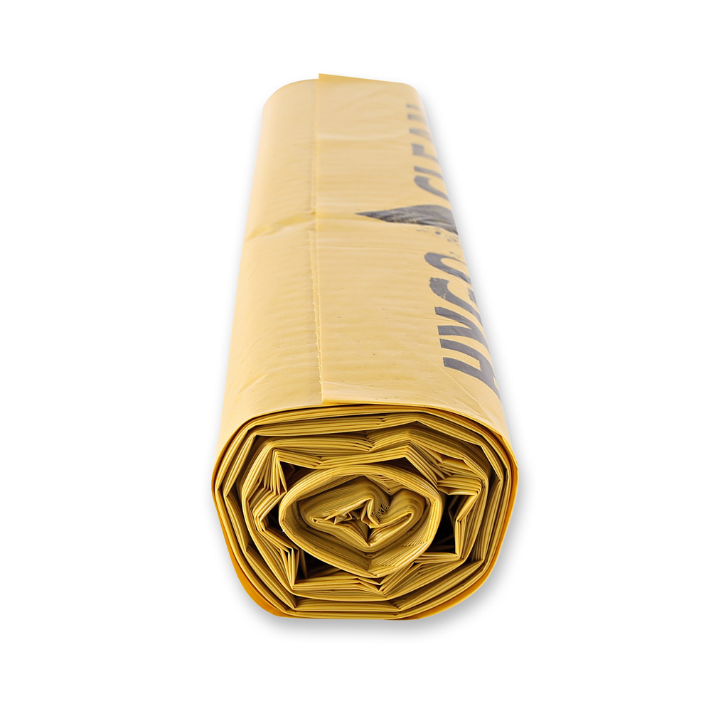 Waste bags Light, 120 l made of LDPE on roll in yellow in the side view