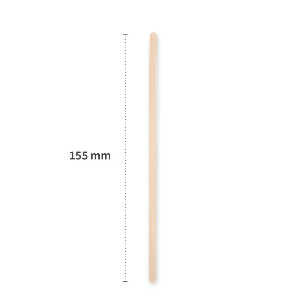 Organic stirrers, single wrapped made of wood, FSC® 100%, measurements, 155mm