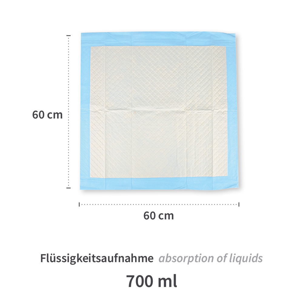 Underpads for beds PP/cellulose/PE with dimension 