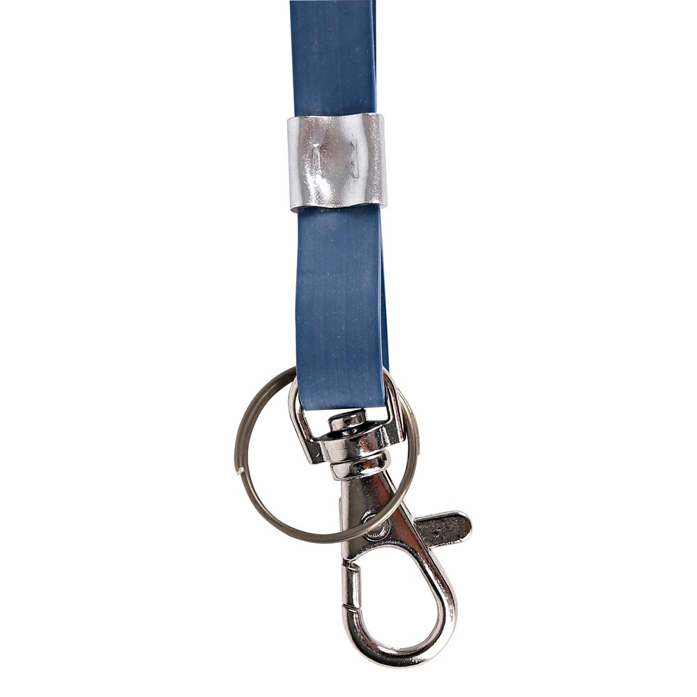 Safety lanyards made of silicone rubber detectable in blue with closure