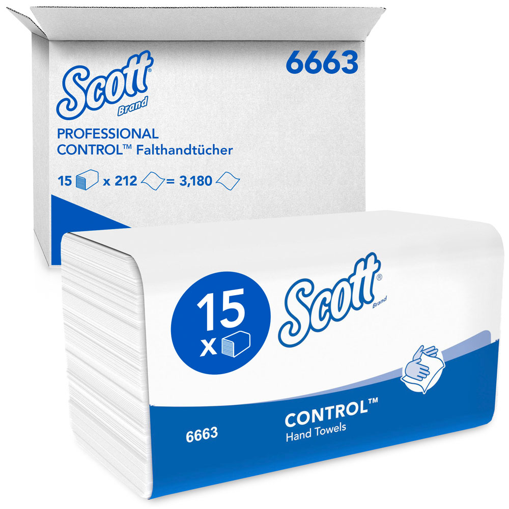 Scott® Control™ Falthandtücher, 1-lagig, Interfold, FSC®-Mix mit der Verpackung