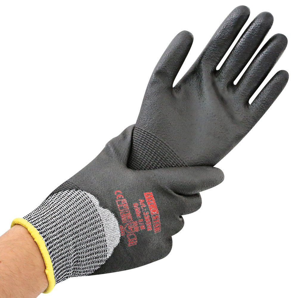 Cut protection gloves Cut Safe 3/4-coating with PU coating in black