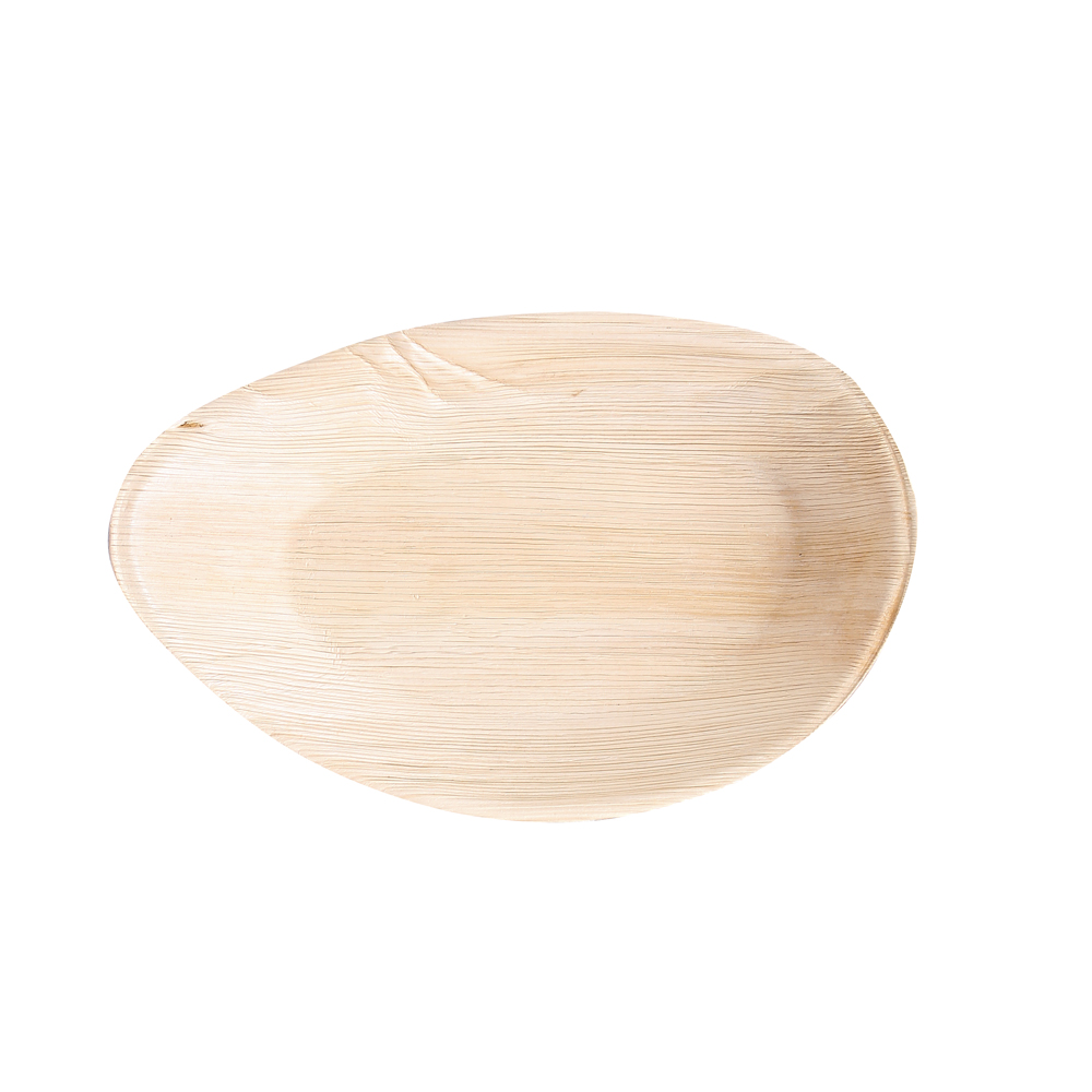 Teller oval aus Palmblatt mit 250x165x26mm mit glatter Unterseite