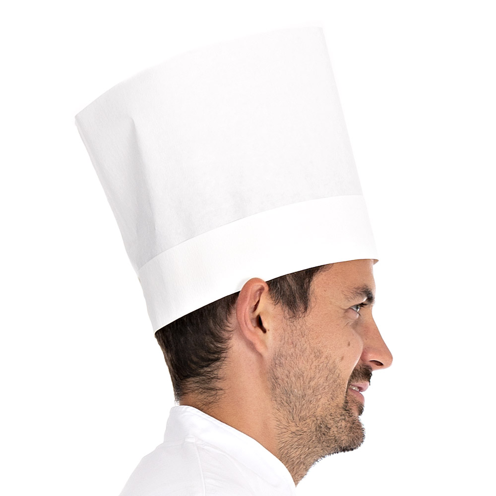 Chef's hats Variable made of special crepe paper exposed in the side view
