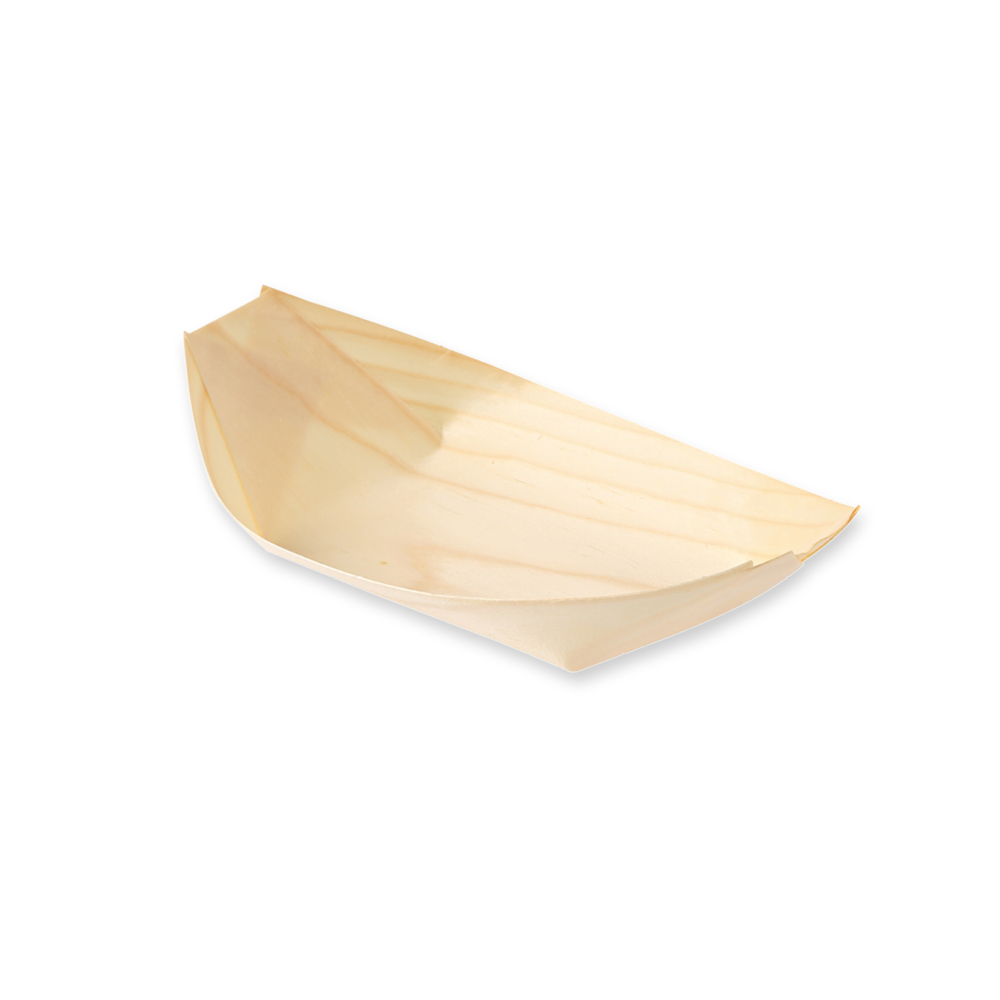 Bio Holzschiffchen aus Pinienholz, Schrägansicht
