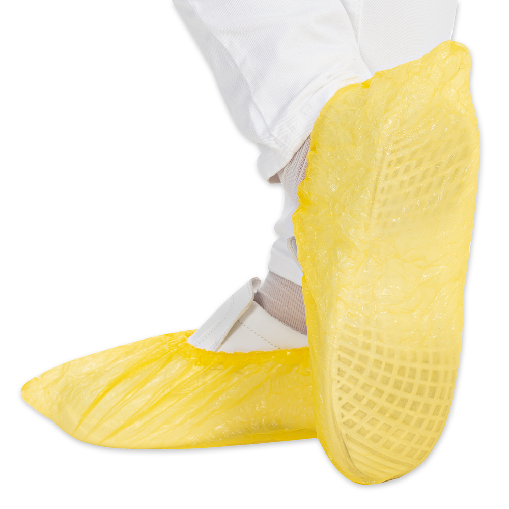 Overshoes from CPE in the side view in yellow