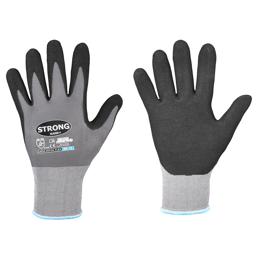 Stronghand® Nifoa Flex 0650, fine knit gloves in the front and back view