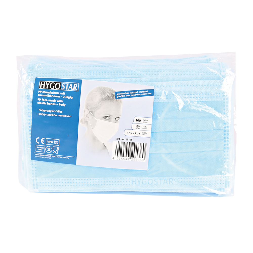 Mundschutz Civil Use, 2-lagig | PP, blau, Verpackung Mundschutz Civil Use, 2-lagig aus PP in blau in der Verpackung