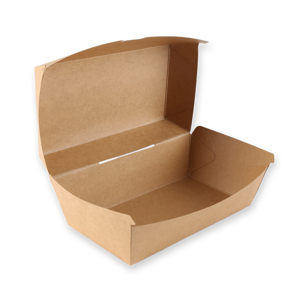 Sandwich-Box "Club" aus Kraftpapier mit geöffnetem Deckel