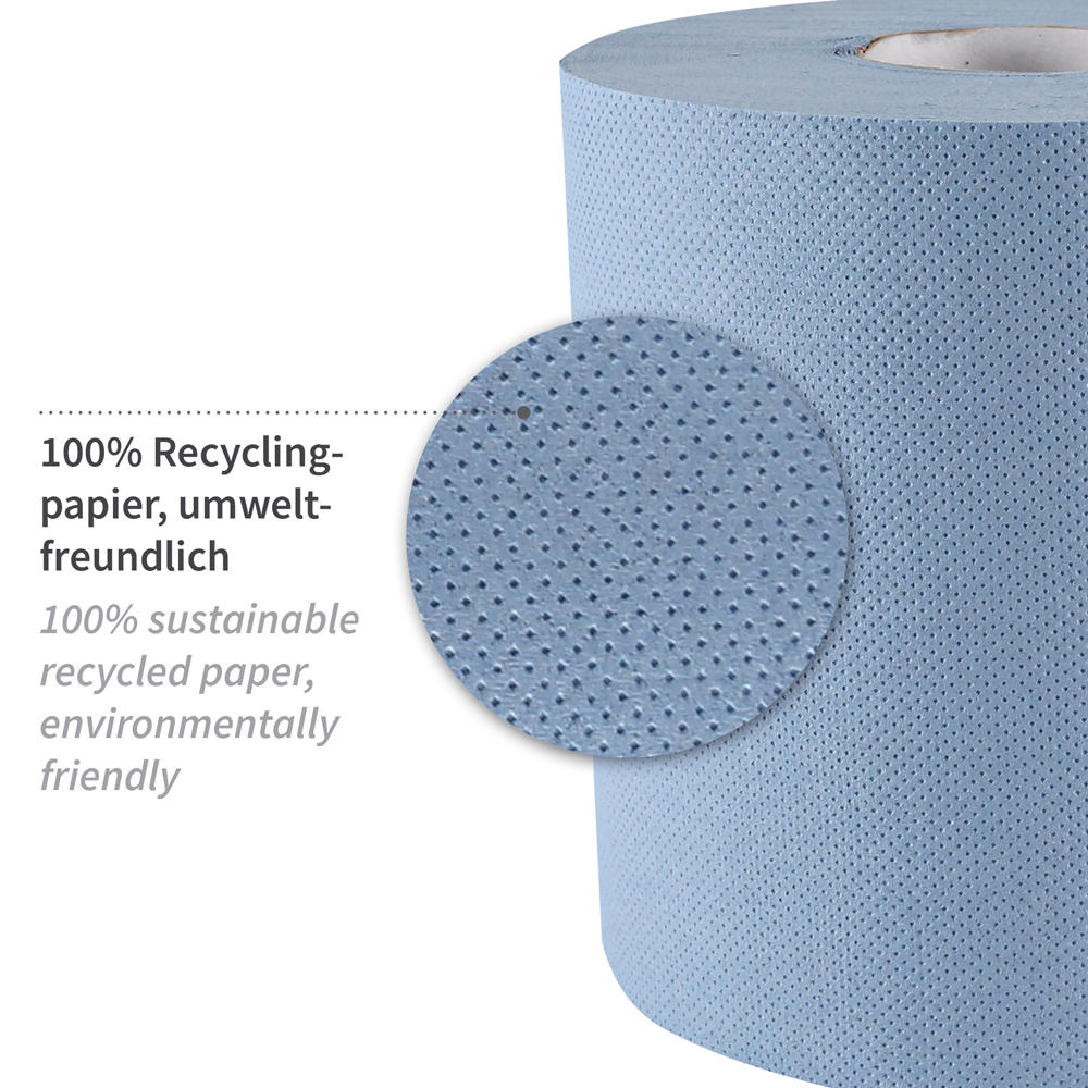 Papierhandtuchrollen, 2-lagig aus Recyclingpapier mit Innenabwicklung, Material