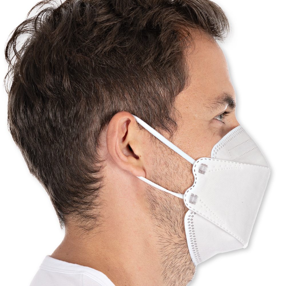 Atemschutzmasken FFP2 NR, 3D aus PP als Kleinpackung in der Seitansicht