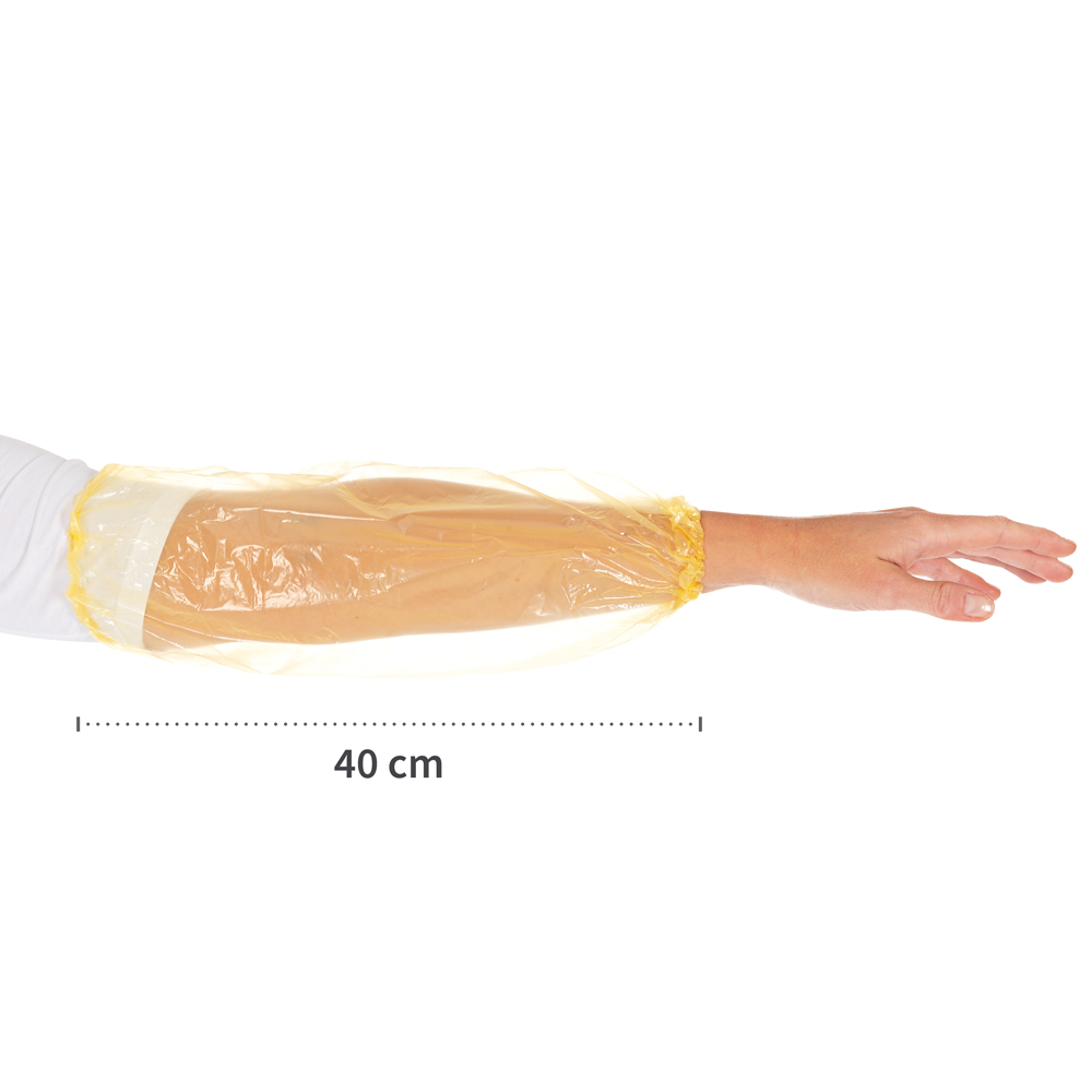 Sleeve protector Light from PE in the front view with the length in the color yellow