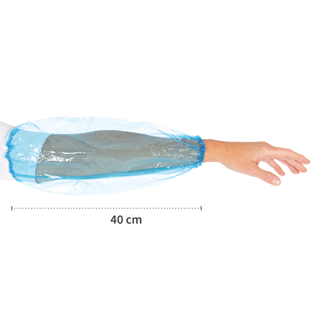 Sleeve protector Light from PE in the front view with the length in the color blue