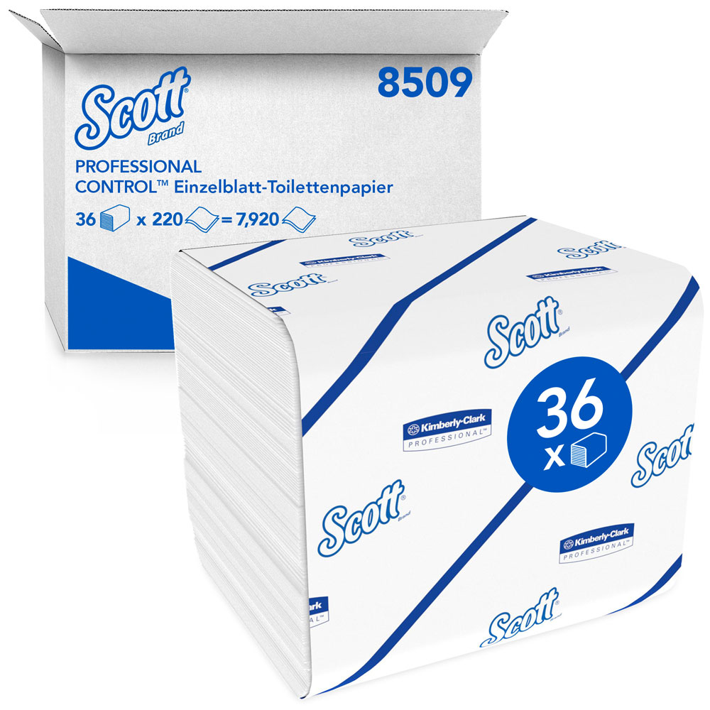 Scott® Control™ Toilettenpapier, Einzelblattsystem, 2-lagig, FSC®-Recycled in der schrägen Ansicht