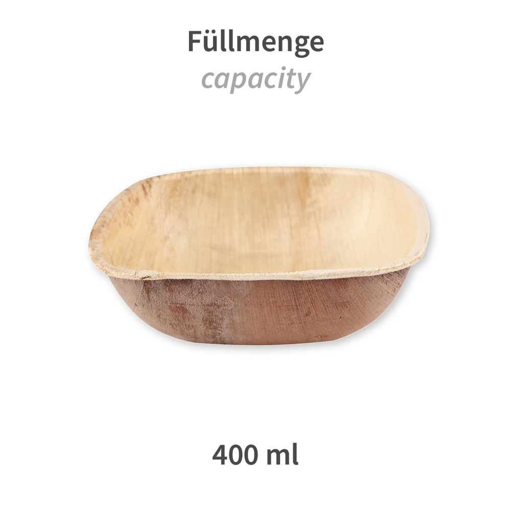 Schalen quadratisch | Palmblatt, 400ml Schalen quadratisch | Palmblatt in 400ml