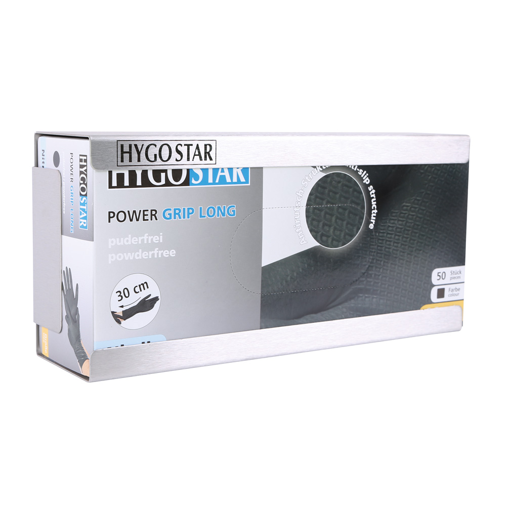 Glove dispenser Power Grip Long made of stainless steel with 27cm width for glove box Power Grip Long