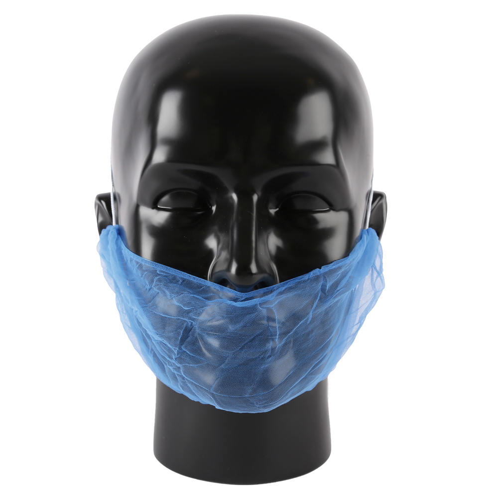 Beard cover Micromesh made of nylon detectable in blue in the front view