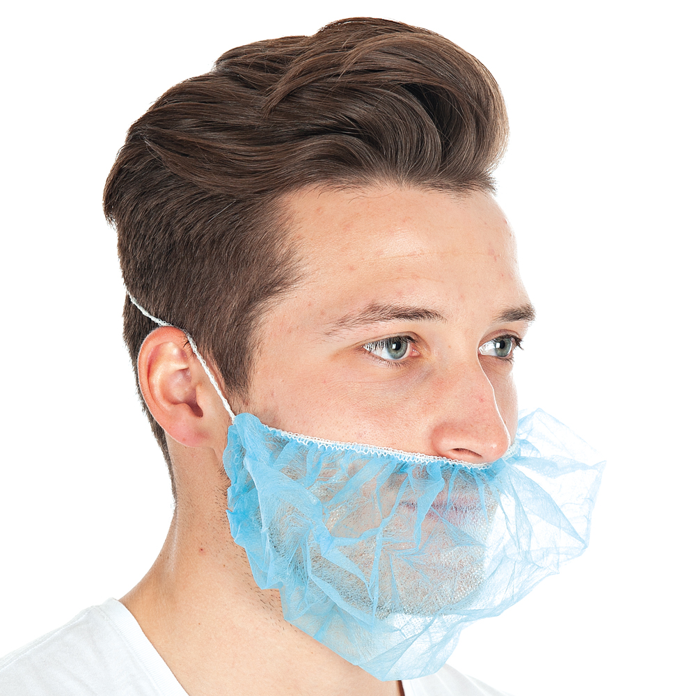 Beard cover Large made of PP in blue in the oblique view