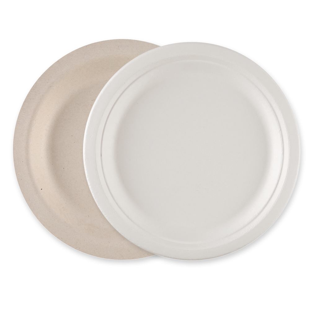 Compostable Disposable Paper Plates 6 inch Super Strong Paper Plates 100%  Bagasse Natural Biodegradable Eco-Friendly Sugarcane Plates(white)