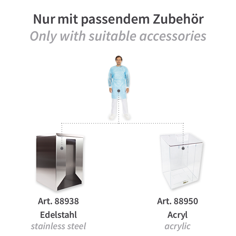 Kittel Light mit Klettverschluss | PP, PE teil-laminiert, blau, passendes Zubehör Kittel Light mit Klettverschluss aus PP, PE teil-laminiert in blau mit passendem Zubehör
