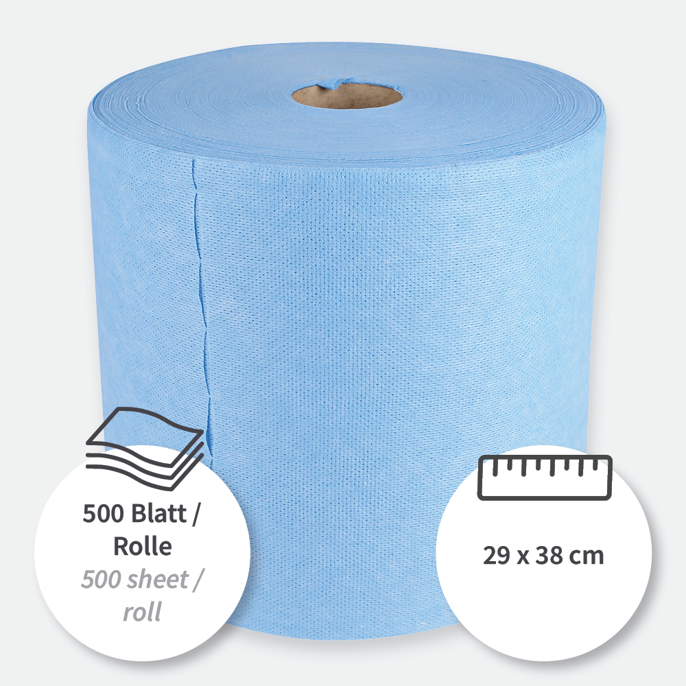 Polishing cloths made of viscose/polyester, on roll, properties