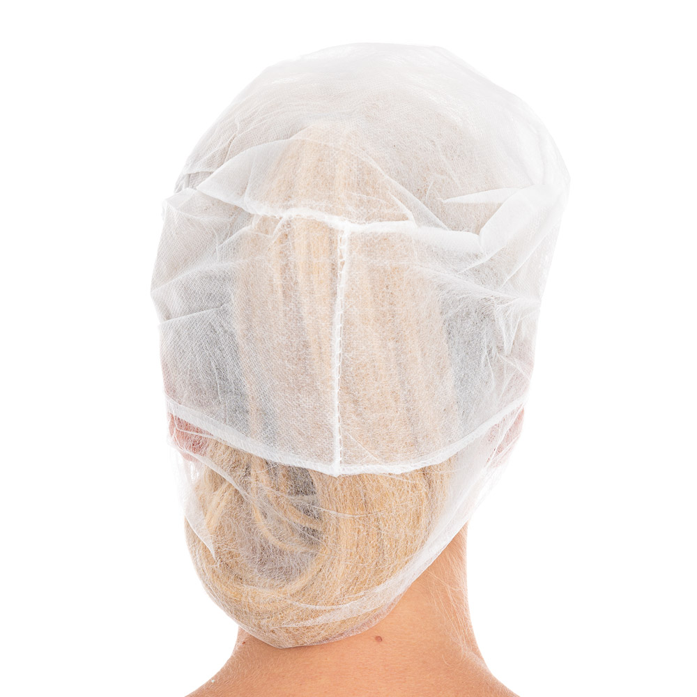 Schirmmützen mit Haarnetz Eco | PP, weiß, Rückansicht Schirmmützen mit Haarnetz Eco aus PP in weiß in der Rückansicht