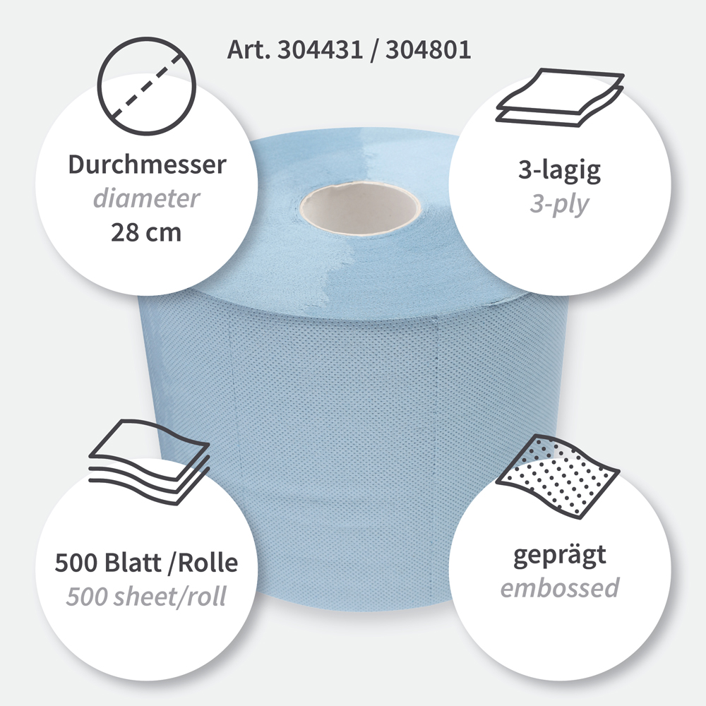 Cleaning papers, 3-ply made of recycled paper, features