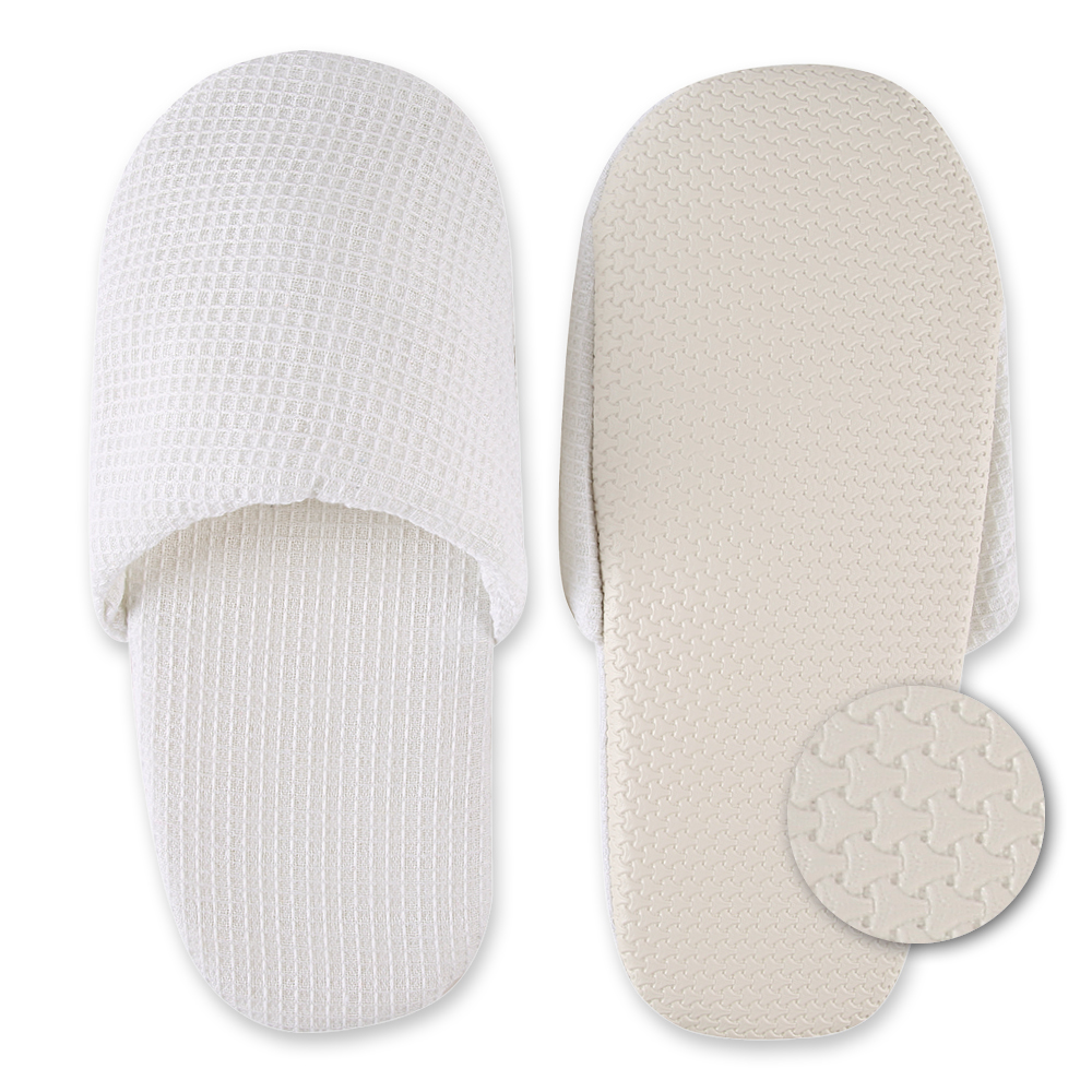Slippers Waffle, closed, made from cotton, in bottom view 
