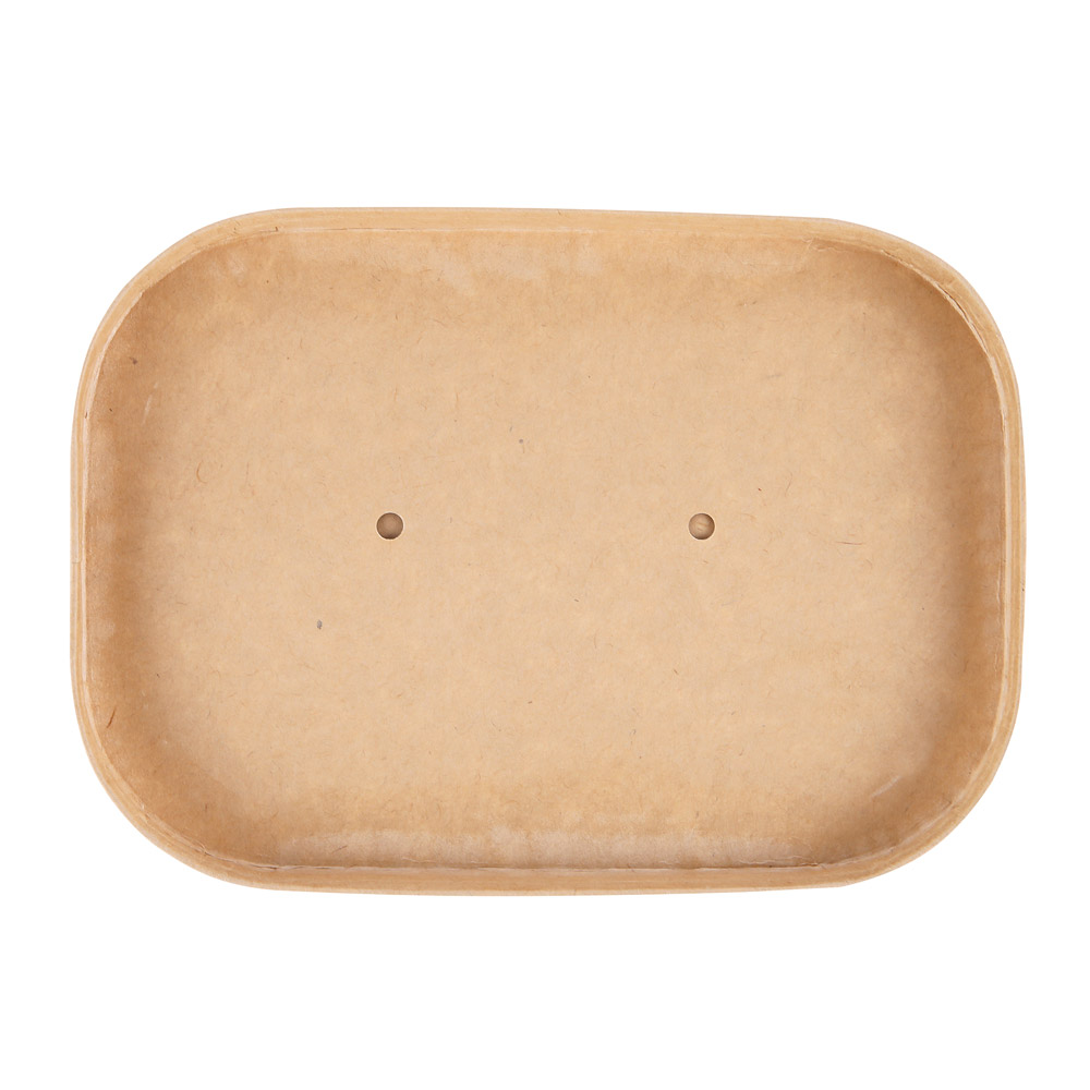 Organic lids for trays Takeaway made of kraft paper/PE, FSC®-mix in the top view of the bottom side