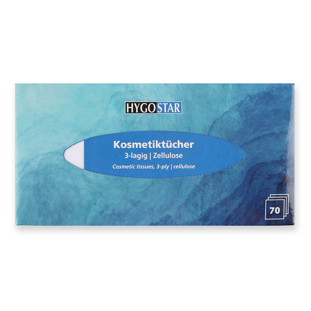 Kosmetiktücher, 3-lagig | Zellulose, Frontansicht Kosmetiktücher, 3-lagig aus Zellulose in der Frontansicht