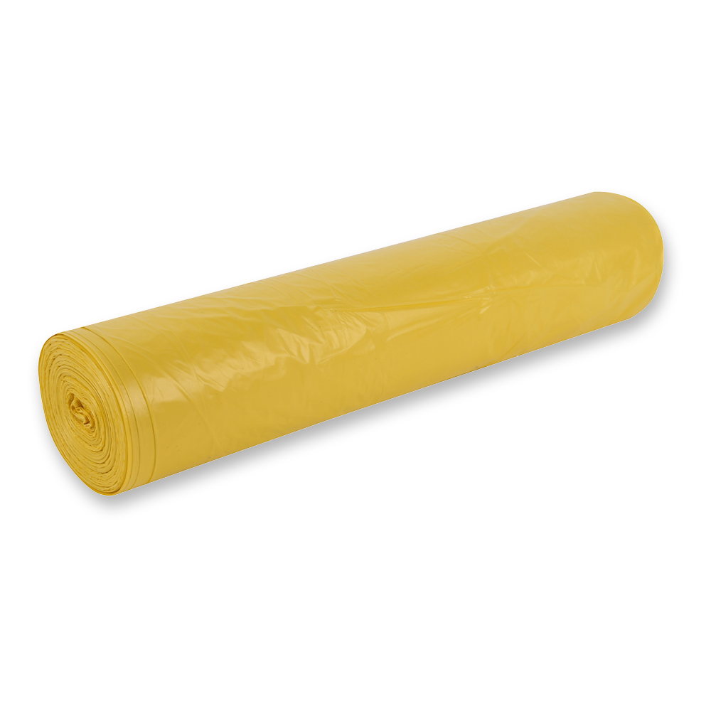 Müllsäcke Premium, 120 l aus HDPE auf Rolle in gelb in der Schrägansicht
