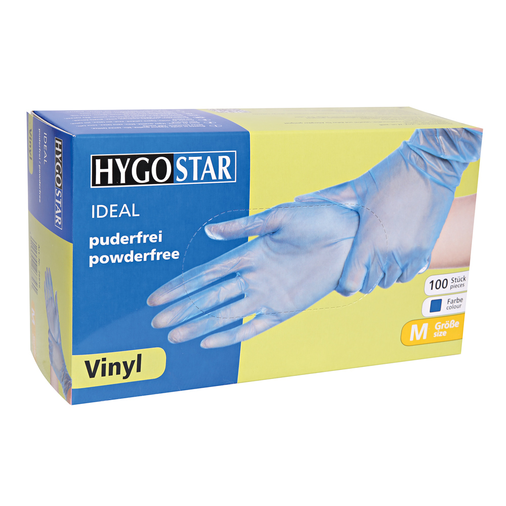 Vinyl gloves Ideal powder-free in blue in the dispenser box