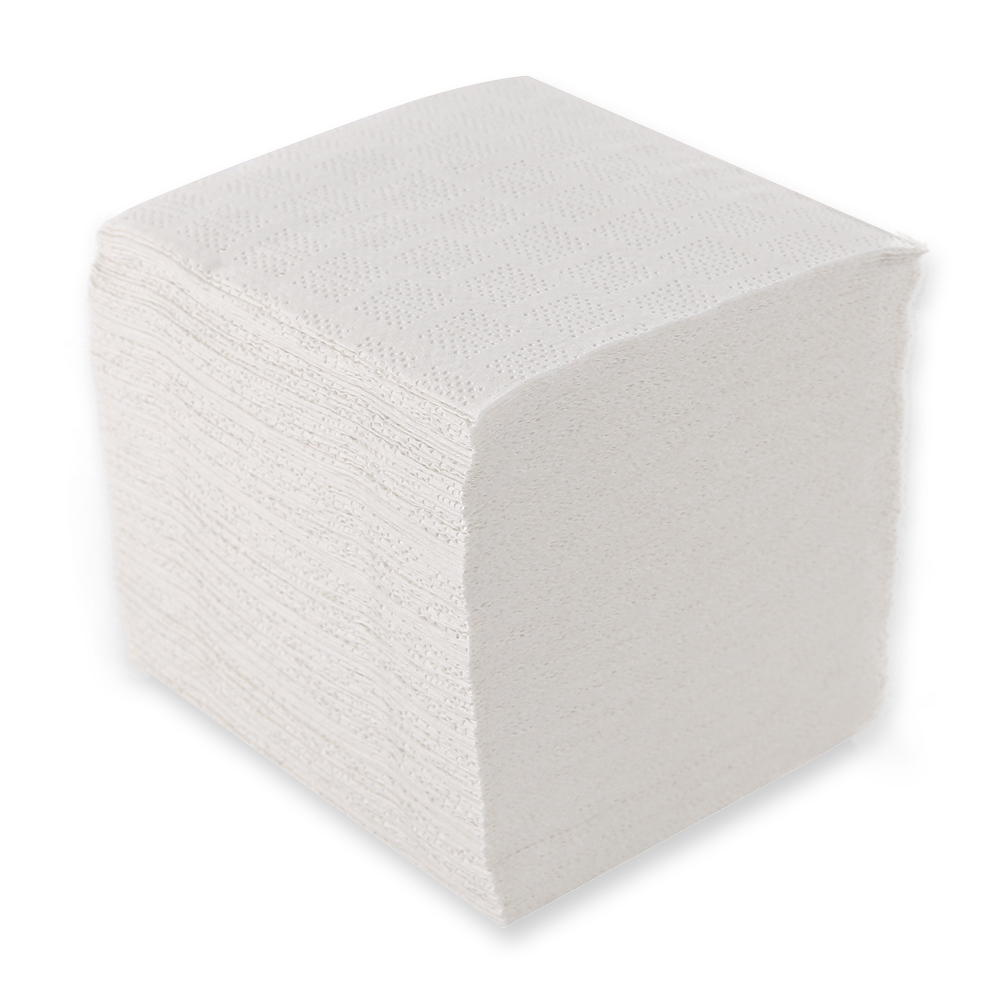 Toilet paper, single sheet, 2-ply made of cellulose, interfold, FSC®-Mix in oblique view