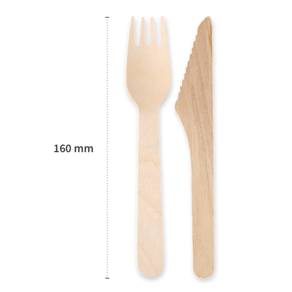 Cutlery sets Triple made of wood FSC® 100%, wax coated, length