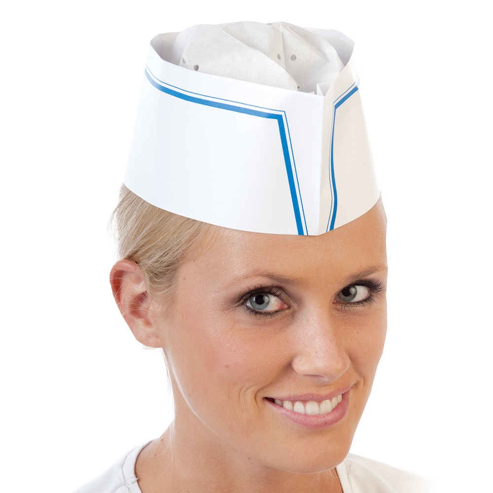 Forage hats Service made of paper in blue in the oblique view