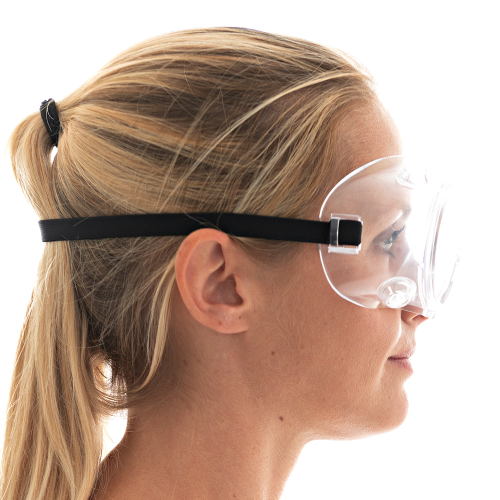 Safety goggles, ventilated made of PVC in the side view