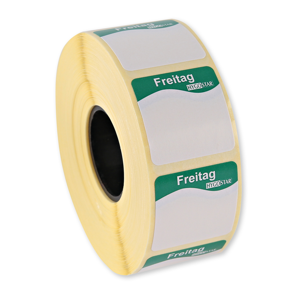 Tagesetikett "Freitag" | 25 x 25mm, Rolle Tagesetikett "Freitag", Größe: 25 x 25mm, Rolle