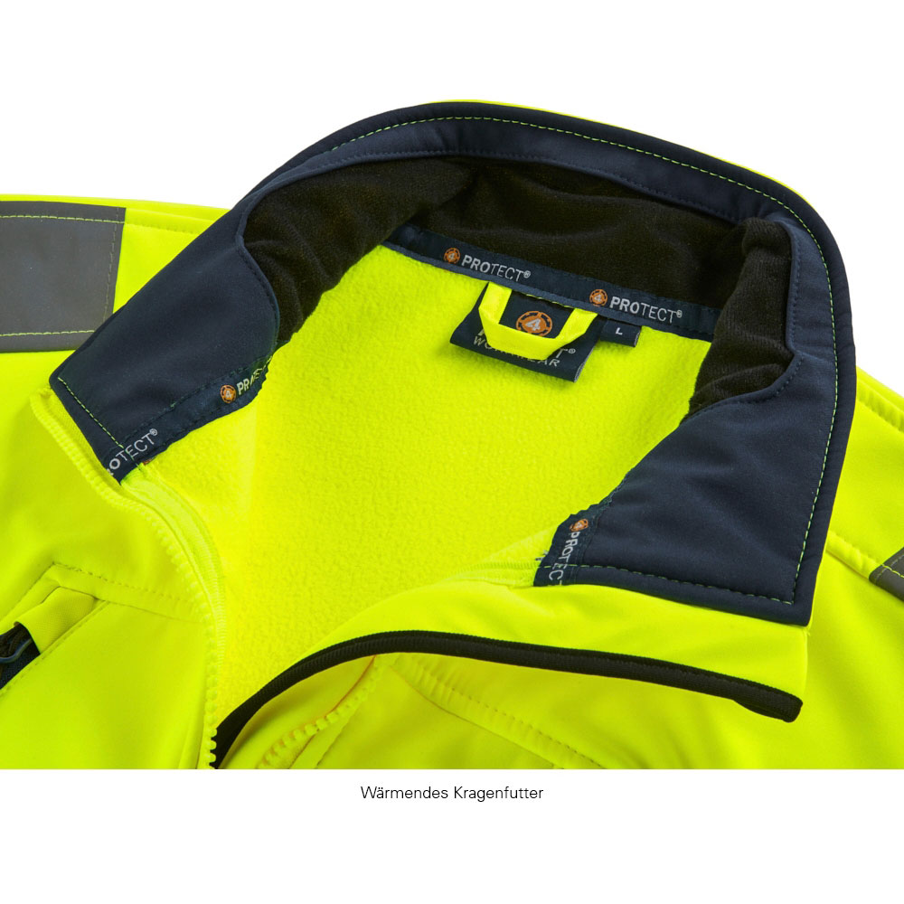 4PROTECT® PITTSBURGH, Warnschutz-Softshelljacke, gelb in der Detailansicht