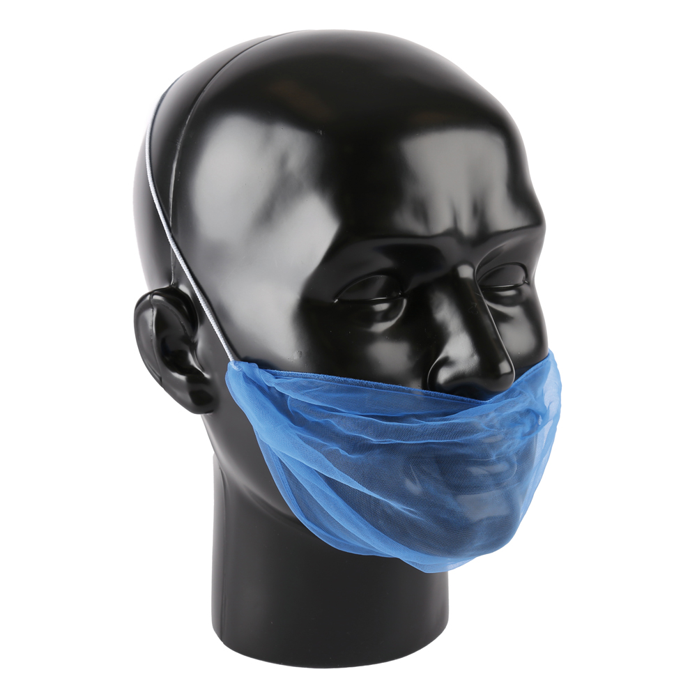 Beard cover Micromesh made of nylon in blue in the oblique view