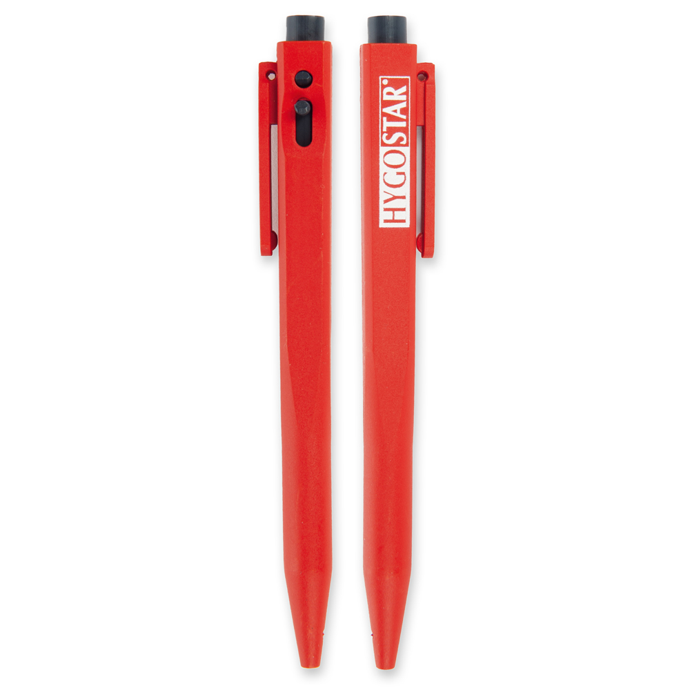 Pen Clip, retractable plastic, detectable from the all-round view in red