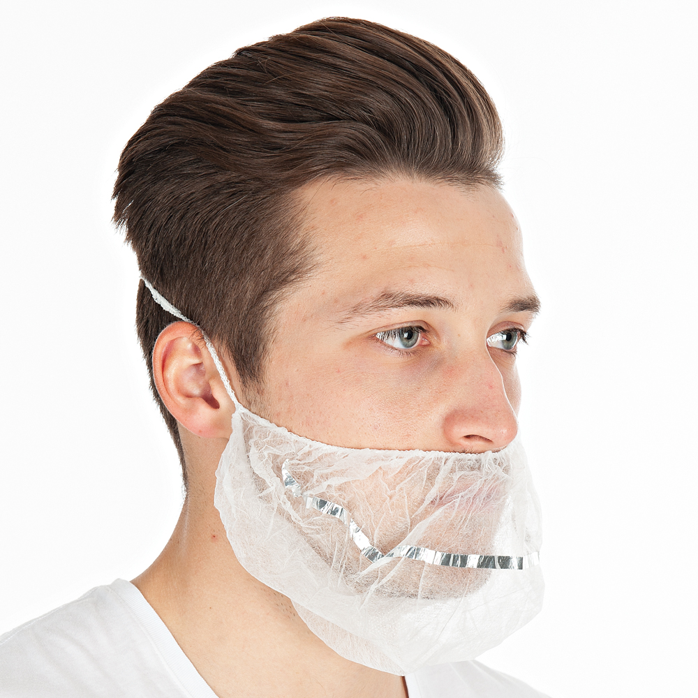 Beard cover made of PP detectable in white in the oblique view